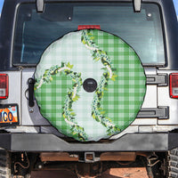 Green Hawaii Palaka Spare Tire Cover Maile Pikake Honohono Orchid Lei