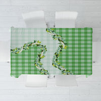 Green Hawaii Palaka Tablecloth Maile Pikake Honohono Orchid Lei