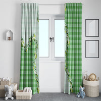 Green Hawaii Palaka Window Curtain Maile Pikake Honohono Orchid Lei