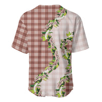 Mocha Hawaii Palaka Baseball Jersey Maile Pikake Honohono Orchid Lei