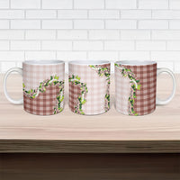 Mocha Hawaii Palaka Ceramic Mug Maile Pikake Honohono Orchid Lei
