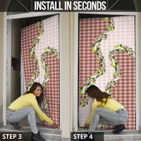 Mocha Hawaii Palaka Door Cover Maile Pikake Honohono Orchid Lei