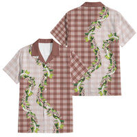 Mocha Hawaii Palaka Family Matching Off The Shoulder Long Sleeve Dress and Hawaiian Shirt Maile Pikake Honohono Orchid Lei LT05 Dad's Shirt - Short Sleeve Mocha - Polynesian Pride