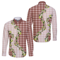 Mocha Hawaii Palaka Family Matching Puletasi and Hawaiian Shirt Maile Pikake Honohono Orchid Lei LT05 Dad's Shirt - Long Sleeve Mocha - Polynesian Pride