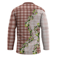 Mocha Hawaii Palaka Hockey Jersey Maile Pikake Honohono Orchid Lei