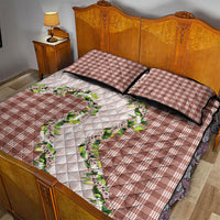 Mocha Hawaii Palaka Quilt Bed Set Maile Pikake Honohono Orchid Lei