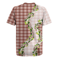 Mocha Hawaii Palaka Rugby Jersey Maile Pikake Honohono Orchid Lei