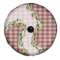 Mocha Hawaii Palaka Spare Tire Cover Maile Pikake Honohono Orchid Lei