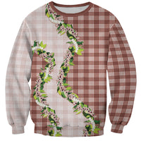 Mocha Hawaii Palaka Sweatshirt Maile Pikake Honohono Orchid Lei