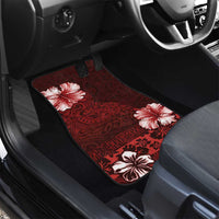 Hawaii Hibiscus With Oxblood Polynesian Pattern Car Mats
