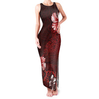 Hawaii Hibiscus With Oxblood Polynesian Pattern Family Matching Tank Maxi Dress and Hawaiian Shirt