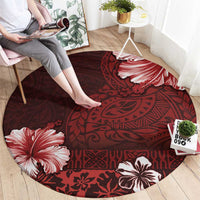 Hawaii Hibiscus With Oxblood Polynesian Pattern Round Carpet LT05 - Polynesian Pride