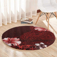 Hawaii Hibiscus With Oxblood Polynesian Pattern Round Carpet LT05 - Polynesian Pride