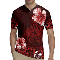 Hawaii Hibiscus With Oxblood Polynesian Pattern Rugby Jersey