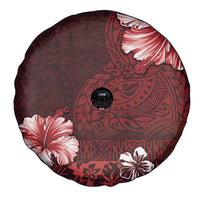 Hawaii Hibiscus With Oxblood Polynesian Pattern Spare Tire Cover