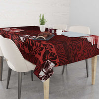 Hawaii Hibiscus With Oxblood Polynesian Pattern Tablecloth