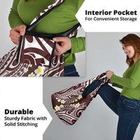 Plumeria With Oxblood Polynesian Tattoo Pattern Grocery Bag
