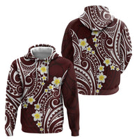 Plumeria With Oxblood Polynesian Tattoo Pattern Hoodie