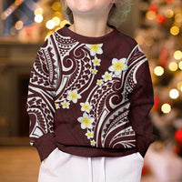 Plumeria With Oxblood Polynesian Tattoo Pattern Kid Ugly Christmas Sweater