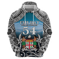 Personalised Happy 54th Fiji Day Hoodie Forever Fiji With Tapa Tribal Pattern LT05 - Polynesian Pride
