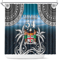 Happy 54th Fiji Day Shower Curtain Forever Fiji With Tapa Tribal Pattern