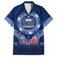 Samoa Rugby Family Matching Mermaid Dress and Hawaiian Shirt World Cup 2023 Coat Of Arms With Polynesian Pattern LT05 Dad's Shirt - Short Sleeve Blue - Polynesian Pride