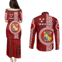 Tonga Rugby Couples Matching Puletasi Dress and Long Sleeve Button Shirts World Cup 2023 Coat Of Arms Ngatu Pattern LT05 - Polynesian Pride