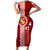 Custom Tonga Rugby Family Matching Short Sleeve Bodycon Dress and Hawaiian Shirt World Cup 2023 Coat Of Arms Ngatu Pattern LT05 Mom's Dress Red - Polynesian Pride
