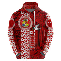 Custom Tonga Rugby Hoodie World Cup 2023 Coat Of Arms Ngatu Pattern LT05 - Polynesian Pride