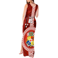 Custom Tonga Rugby Tank Maxi Dress World Cup 2023 Coat Of Arms Ngatu Pattern LT05 - Polynesian Pride