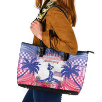 Haiti Independence Day Leather Tote Bag Neg Maron Polynesian Style LT05