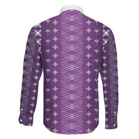 Purple Samoa Malu Tattoo Inspired Family Matching Long Sleeve Bodycon Dress and Hawaiian Shirt LT05 - Polynesian Pride