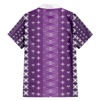 Purple Samoa Malu Tattoo Inspired Family Matching Off The Shoulder Long Sleeve Dress and Hawaiian Shirt - Polynesian Pride