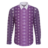 Purple Samoa Malu Tattoo Inspired Family Matching Off The Shoulder Long Sleeve Dress and Hawaiian Shirt - Polynesian Pride