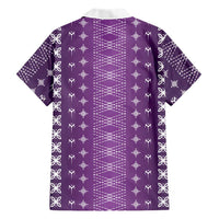 Purple Samoa Malu Tattoo Inspired Family Matching Short Sleeve Bodycon Dress and Hawaiian Shirt LT05 - Polynesian Pride