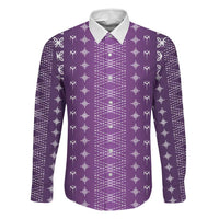 Purple Samoa Malu Tattoo Inspired Family Matching Short Sleeve Bodycon Dress and Hawaiian Shirt LT05 Dad's Shirt - Long Sleeve Purple - Polynesian Pride