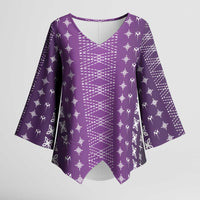 Purple Samoa Malu Tattoo Inspired Kimono Sleeve Blouse - Polynesian Pride