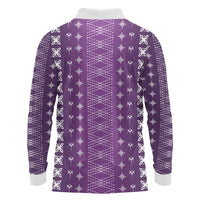 Purple Samoa Malu Tattoo Inspired Long Sleeve Polo Shirt - Polynesian Pride