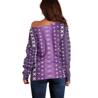 Purple Samoa Malu Tattoo Inspired Off Shoulder Sweater LT05 - Polynesian Pride