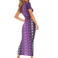 Purple Samoa Malu Tattoo Inspired Short Sleeve Bodycon Dress - Polynesian Pride