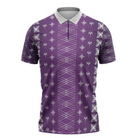 Purple Samoa Malu Tattoo Inspired Zipper Polo Shirt - Polynesian Pride