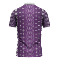 Purple Samoa Malu Tattoo Inspired Zipper Polo Shirt - Polynesian Pride