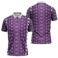 Purple Samoa Malu Tattoo Inspired Zipper Polo Shirt - Polynesian Pride