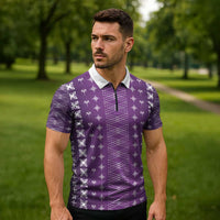 Purple Samoa Malu Tattoo Inspired Zipper Polo Shirt - Polynesian Pride