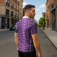 Purple Samoa Malu Tattoo Inspired Zipper Polo Shirt - Polynesian Pride