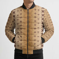Beige Samoa Malu Tattoo Inspired Bomber Puffer Jacket - Polynesian Pride