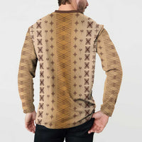Beige Samoa Malu Tattoo Inspired Button Sweatshirt LT05 - Polynesian Pride