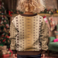 Beige Samoa Malu Tattoo Inspired Kid Ugly Christmas Sweater - Polynesian Pride