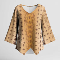 Beige Samoa Malu Tattoo Inspired Kimono Sleeve Blouse - Polynesian Pride