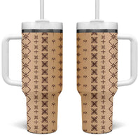 Beige Samoa Malu Tattoo Inspired Tumbler With Handle - Polynesian Pride